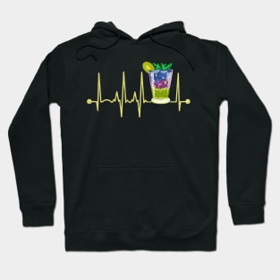 Funny Cocktail Glass Heartbeat Happy Cocktail Hour Hoodie